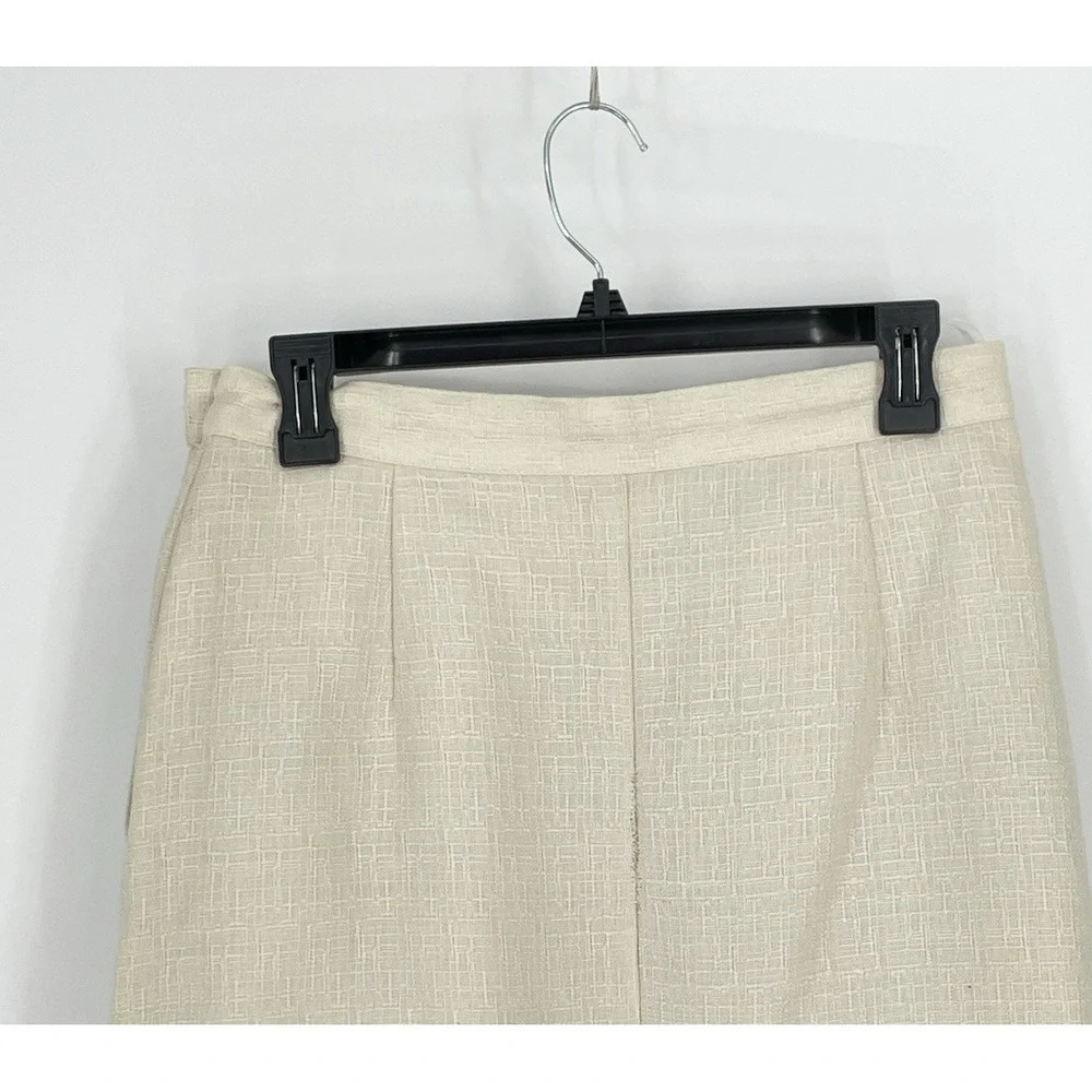 Vtg‎ Karen Scott Women 12 Skirt Suit Beige Linen Blend Lined One Button Career